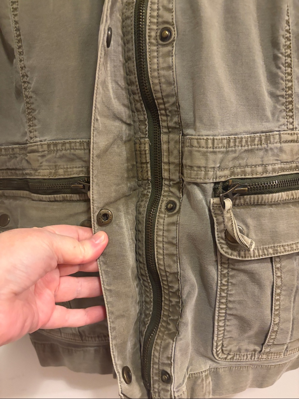 Lucky Brand Olive Utility Jacket with Front Pockets LARGE - Picture 4 of 9